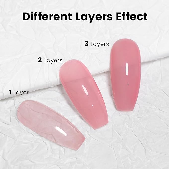 RARJSM Nude Gel Nail Polish Ruddy Pink Neutral Skin Tone Color Sheer Ice Blush Red Pink Jelly Transparent Nail Gel Polish 15ml Single Bottle Soak off UV LED Cured for Home Salon DIY French Manicure