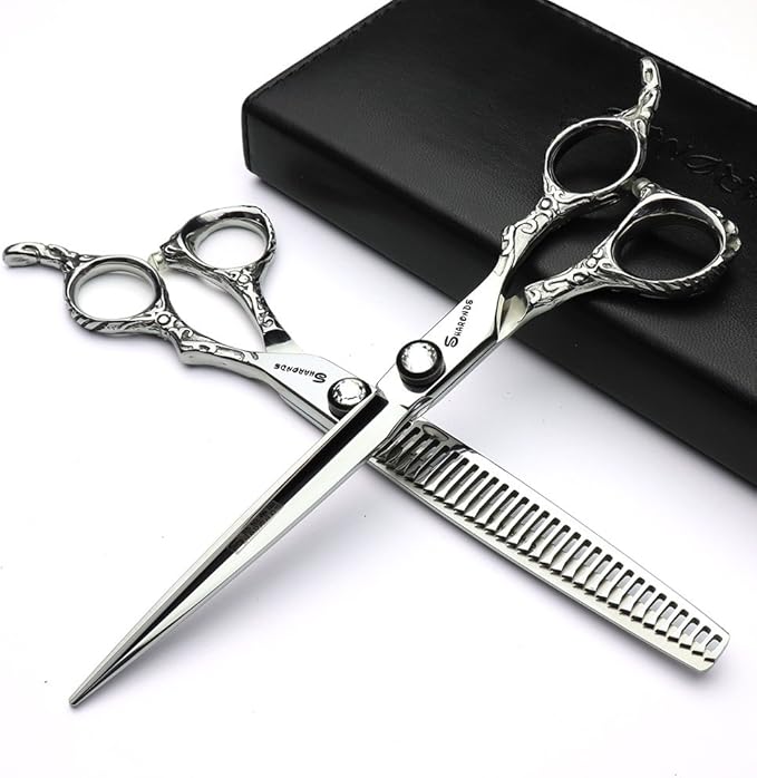 6/7/8 inch Cutting Thinning Styling Tool Rainbow Hair Scissors Professional Hairdresser Hairdresser Scissors Set (7-inch 2pc-A)