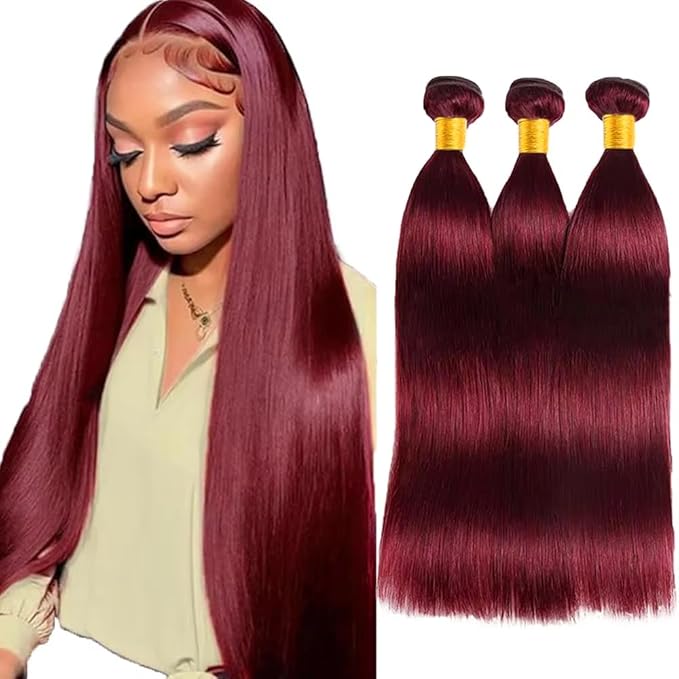 26 28 30 inch Burgundy Bundles Red Straight Bundles 99j Human Hair Bundle Dark Burgundy Human Hair Bundle