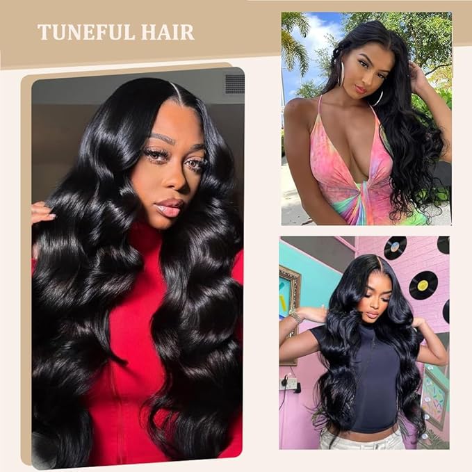 Tuneful 13x6 HD Lace Front Wigs Human Hair Pre Plucked 30 Inch Body Wave Lace Front Wigs for Women 13x6 Frontal Wigs with Baby Hair