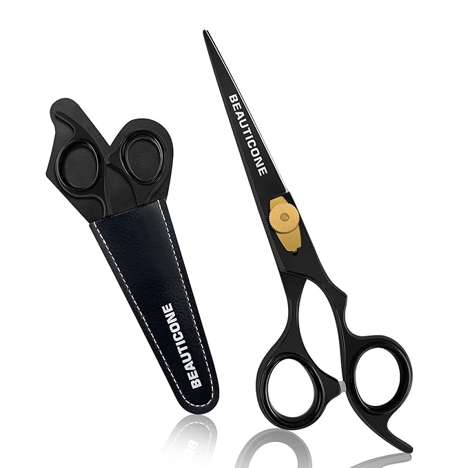 BEAUTICONE Hair Cutting Scissors, Professional 6.5" Barber Shears for Haircut Men/Women, Beard & Mustache Trimming Stainless Steel Hairdressing Scissors, Adjustable Screw