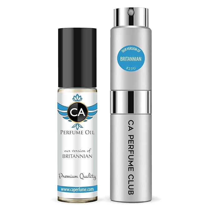 CA Perfume Duo Impression of Britannian For Women And Men Perfume Layering Set Long Lasting Travel Size EDP + Body Oil Roll-On Bottle 0.27 Fl Oz+0.33 Fl Oz