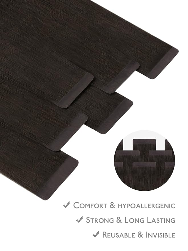 WENNALIFE Fuller Tape in Hair Extensions Human Hair, 20 inch 20pcs 80g Dark Brown Remy Hair Straight Tape in Extensions Thicker Skin Weft Tape Ins Extensiones De Cabello Humano
