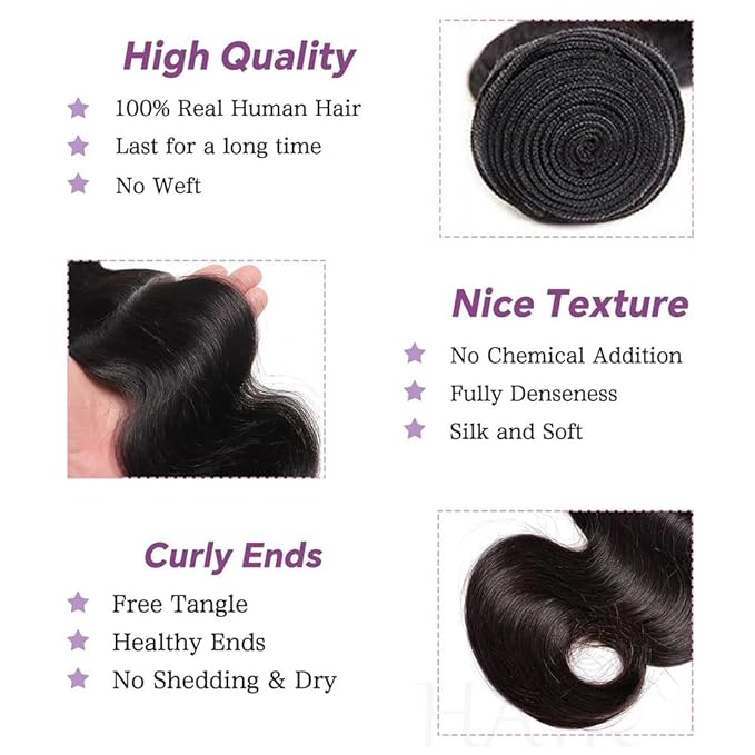 12A Body Wave Bundles Human Hair 10 Inch 1 Bundles Natural Black 100% Human Hair Extensions For Women