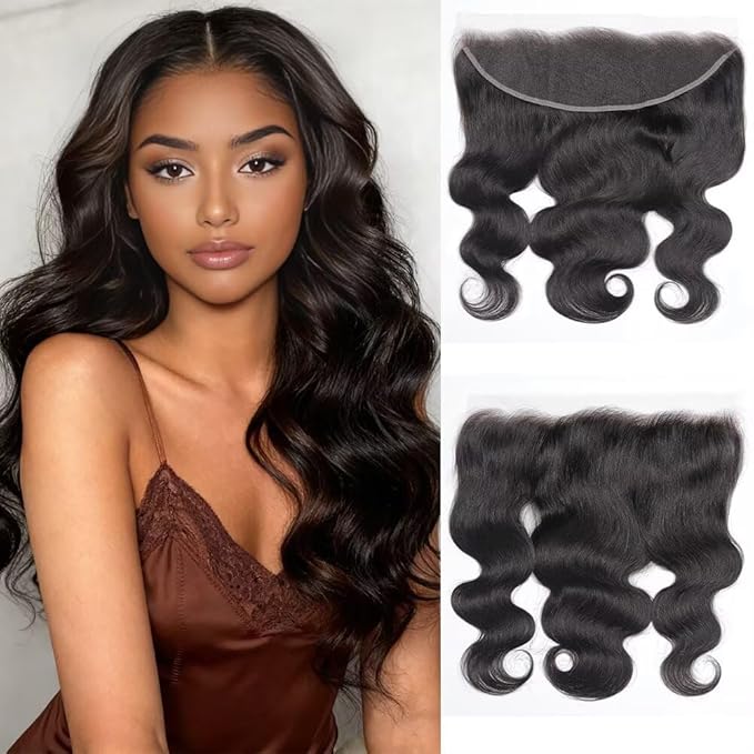 13x4 HD Lace Front Closure Human Hair Body Wave Invisible Frontal HD Lace 13x4 Lace Closure Pre Plucked With Baby Hair 12A Brazilian Raw Human Hair Extensions 20 Inches