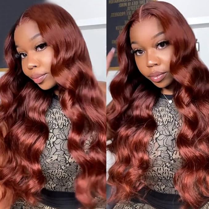 Reddish Brown Human Hair Wig Body Wave 13x6 Lace Front Wigs Human Hair Wigs For Black Women 30 Inch