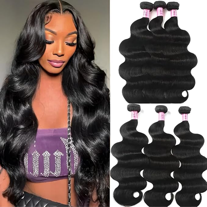 Unice Hair Brazilian Virgin Human Hair Weave Bundles 3pcs Body Wave Weft Extensions Natural Color 12 14 16 Inch