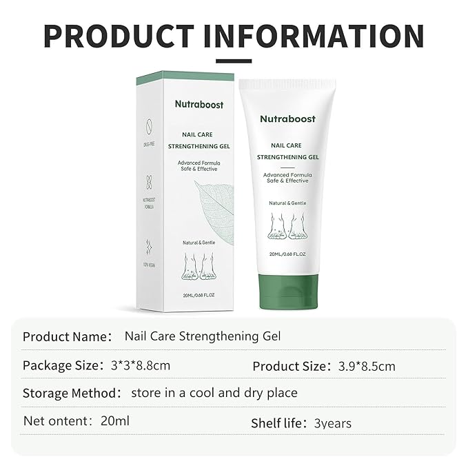 Natural Nail Care Gel, Nutraboost Strengthening Cuticle Serum for Damaged & Brittle Nails, 20ml (1 pcs) (3pcs)