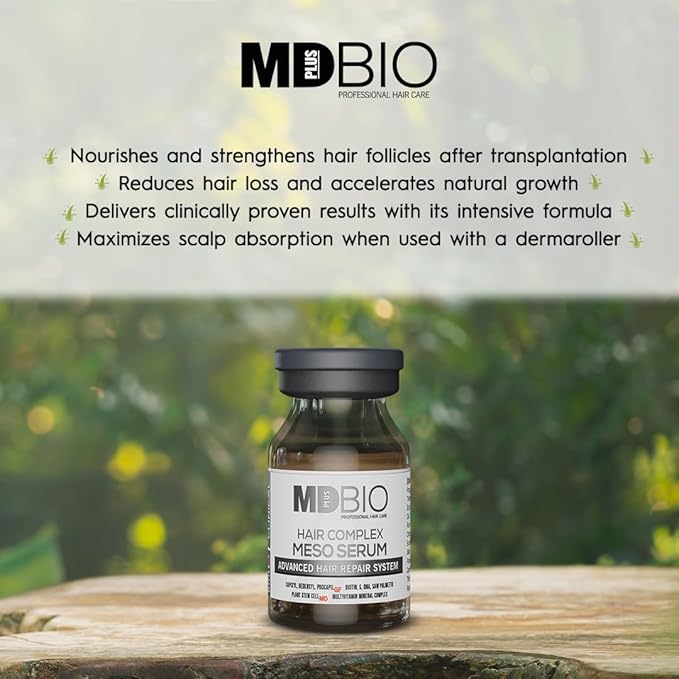 MD PLUS BIO Clinical Hair Regrowth Meso Complex Serum Kit - Strengthens Hair Roots and Promotes Hair Regrowth - Serum Set for Stronger, Thicker & Longer Hair - 10 Pcs 6 ml Vials