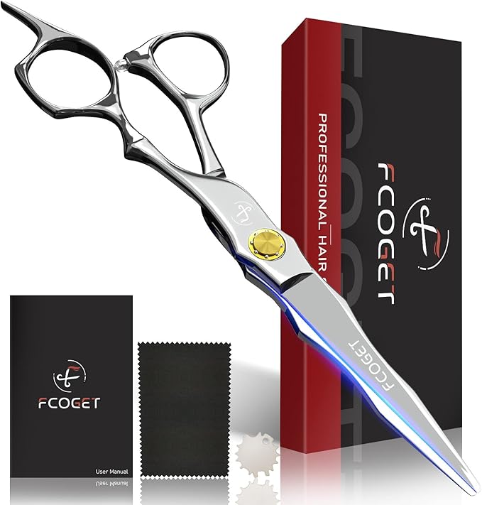 Hair Scissors Professional Hair Cutting Shears Right Hand - 6.8" Barber HIGH-END Extremely Sharp Haircut Scissors Professional Hairdressing Shears 440C Stainless Steel for Salon Home Stylists Silver