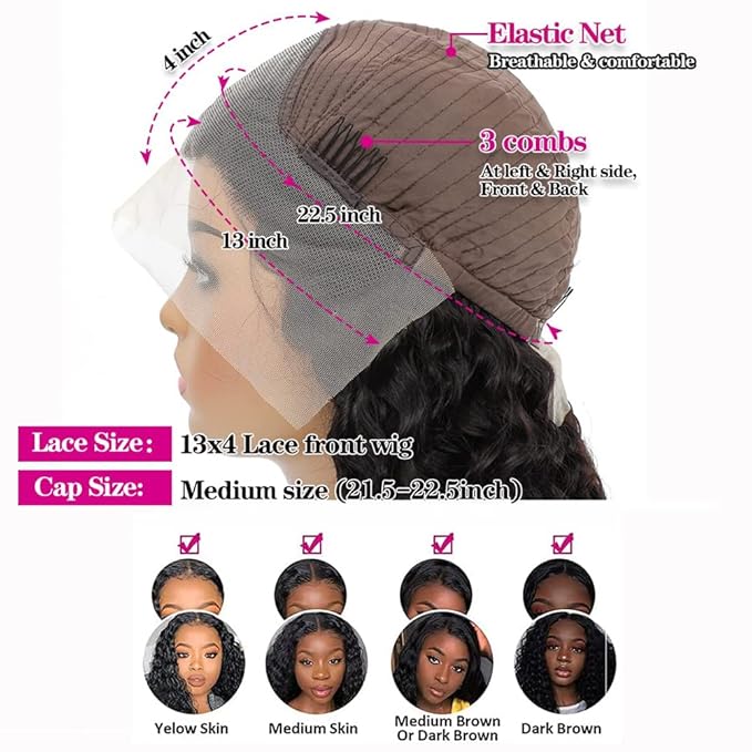13x4 Deep Wave Lace Front Wigs Human Hair Pre Plucked 150% Density Curly Hd Lace Frontal Wig Human Hair Deep Curly Lace Front Wigs For Black Women