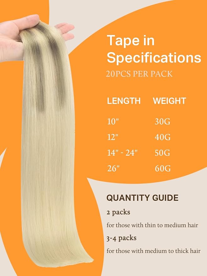 DOORES Hair Extensions Tape in, Balayage Ash Blonde to Golden Blonde and Platinum Blonde 60g 20pcs 26 Inch, Tape in Human Hair Extensions Real Hair Extensions Straight Hair