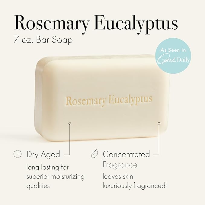 LAFCO New York Bar Soap, Rosemary Eucalyptus - 7 oz - Ultra-Hydrating, Natural Formula - All Skin Types - Made in Europe