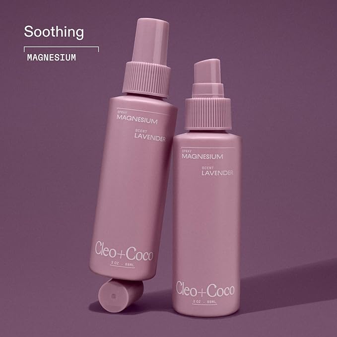 Cleo+Coco Functional Magnesium Lavender Spray for Sleep (3.0 oz), Multi-Use Deodorizing & Soothing Body Spray for Women and Men, Aluminum-Free & Vegan