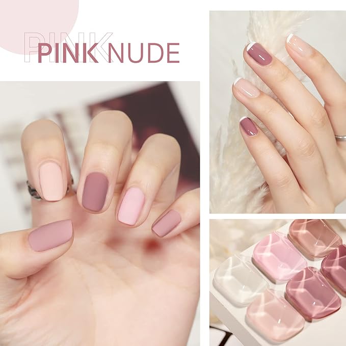 GAOY Pink Nude Gel Nail Polish Set, 6 Neutral Colors Jelly Milky White Soak Off UV Light Cure Gel Polish Kit for Salon and Nail Art DIY at Home