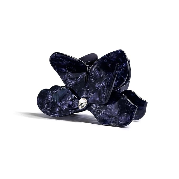 Flower Hair Claw Clips,Acetate Flower Hair Clips Cute Large Hawaiian Claw Clips for Women,3.82 Inch, Durable Design for Thick or Thin Hair (Blue)