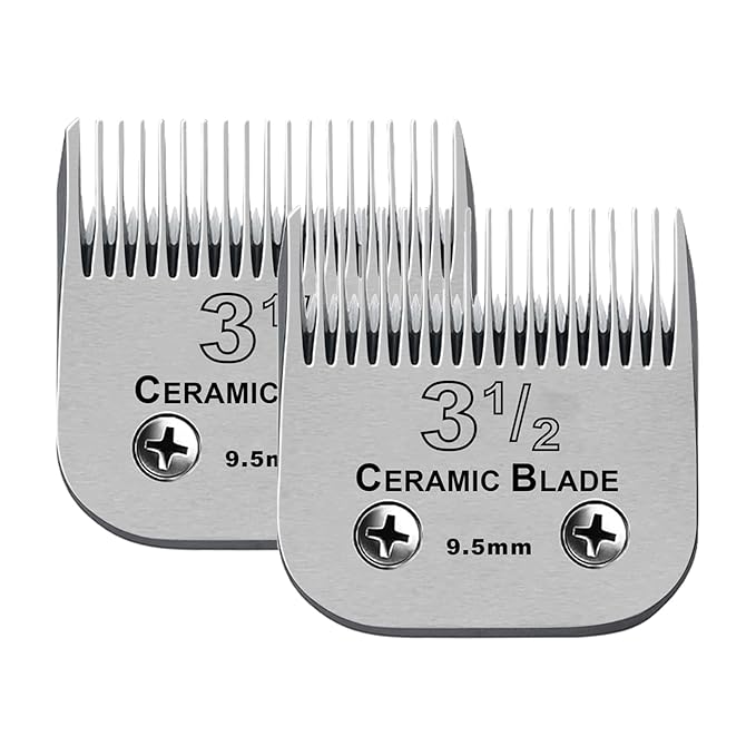 2 Packs Professional Detachable Replacement Ceramic Blades Size 3-1/2,Cut Length 3/8-Inch 9.5mm,compatible with Andis AGC,BDC,BGC,MBG Series/Oster Classic 76/Star-Teq/Power-Teq/A5 Clipper