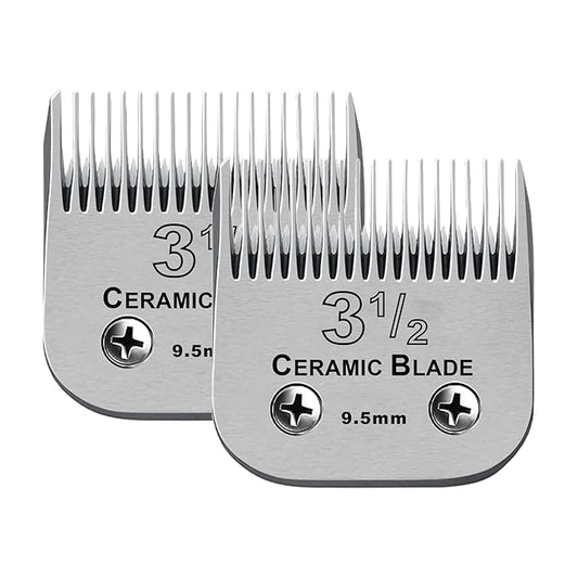 2 Packs Professional Detachable Replacement Ceramic Blades Size 3-1/2,Cut Length 3/8-Inch 9.5mm,compatible with Andis AGC,BDC,BGC,MBG Series/Oster Classic 76/Star-Teq/Power-Teq/A5 Clipper
