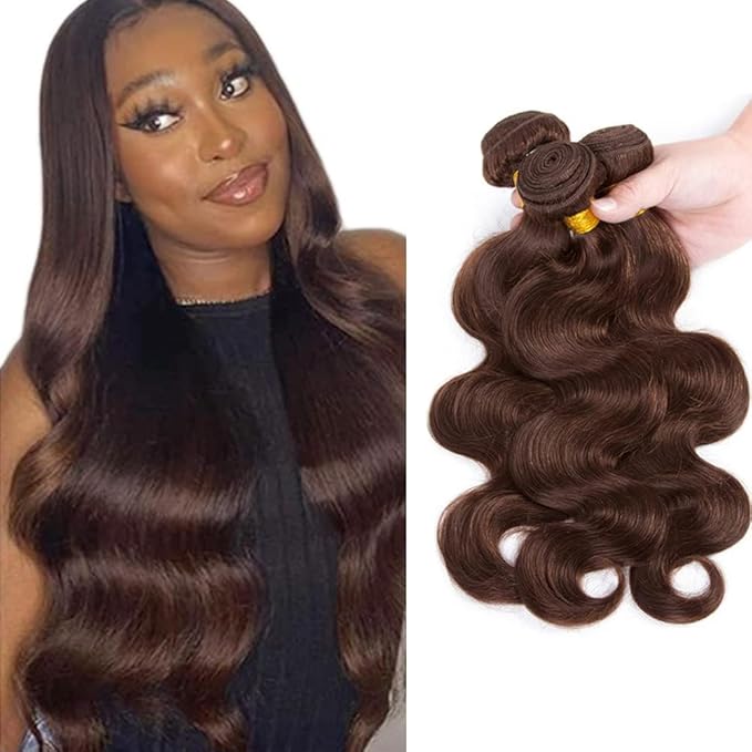 30 30 30 inch WuvuSnm Dark Brown Body Wave Bundles Brown Human Hair Bundle #4 Body Wave Bundles Double Weft 300g