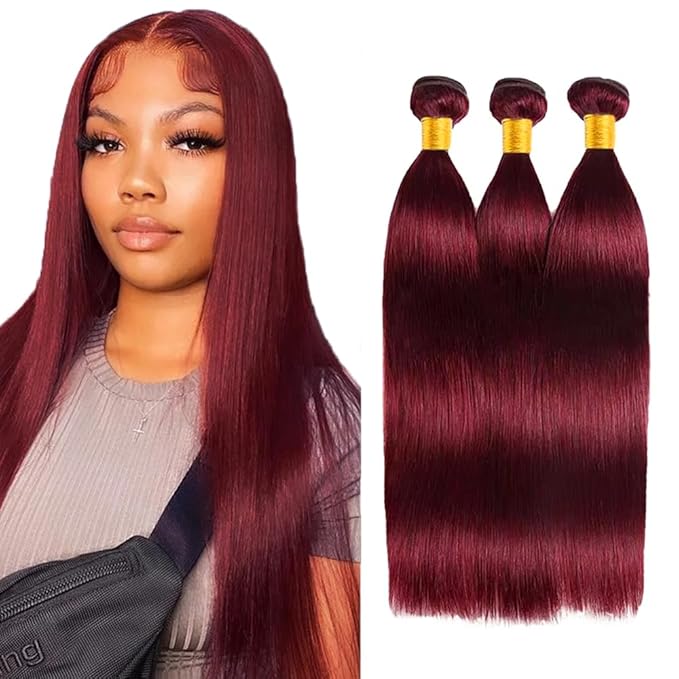 Burgundy Bundles Human Hair 99J Straight Bundles Red Human Hair Bundle 18 20 22 inch Burgundy Straight Bundle