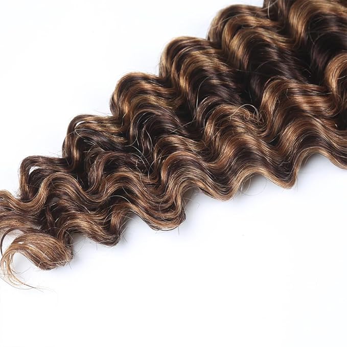 Brown Braiding Hair Deep Wave Bulk Color 4 Human Braiding Hair 26 26 26 Inch 150g/3 Bundles Deep Curly P430 Brown Boho Virgin Hair Extensions
