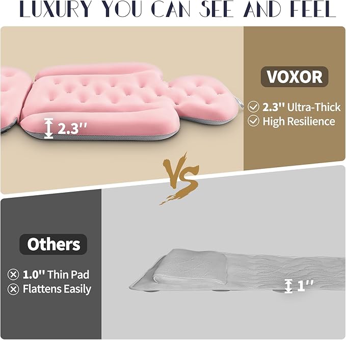 Full Body Bath Pillow for Bathtub, Thick Bathtub Cushion with Laundry Bag, Luxury Tub Pillow for Bath for Headrest Neck and Back Support Pink 60" x 16"
