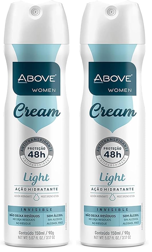 ABOVE Cream Light - 48 Hours Antiperspirant Deodorant for Women - Notes of Passion Fruit - Dry Spray Protects Against Sweat and Body Odor - Delivers Moisturizing Sensations - Alcohol Free - 3.17 oz