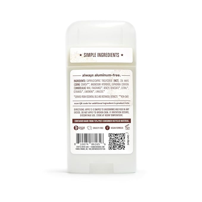 HUMBLE BRANDS Vegan & Sensitive Skin Formula Baking Soda Free, Vanilla & Cardamom