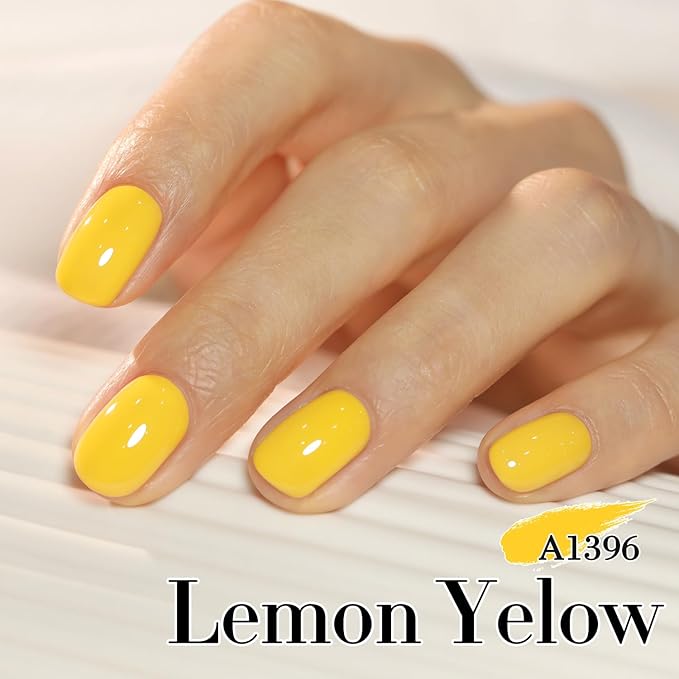 Double Rhythm 0.50 OZ Gel Polish Hema Free Same Color Same Bottle Golden Round Translucent Neutral Natural Milky 15 ML Jelly UV Polish Art DIY at Home (Pastel Yellow-C1396)