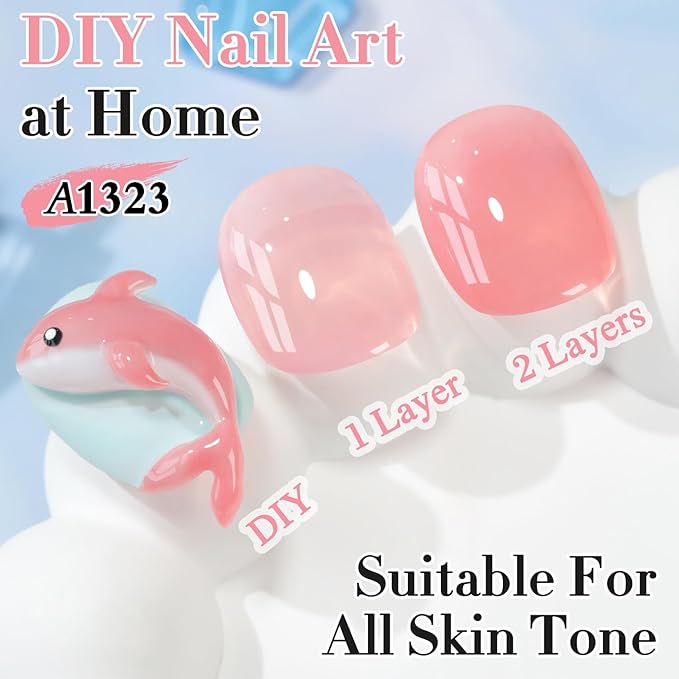 Double Rhythm 0.50 OZ Gel Polish Hema Free Same Color Same Bottle Golden Round Translucent Neutral Natural Milky 15 ML Jelly UV Polish Art DIY at Home (Milky Pink-C1323)