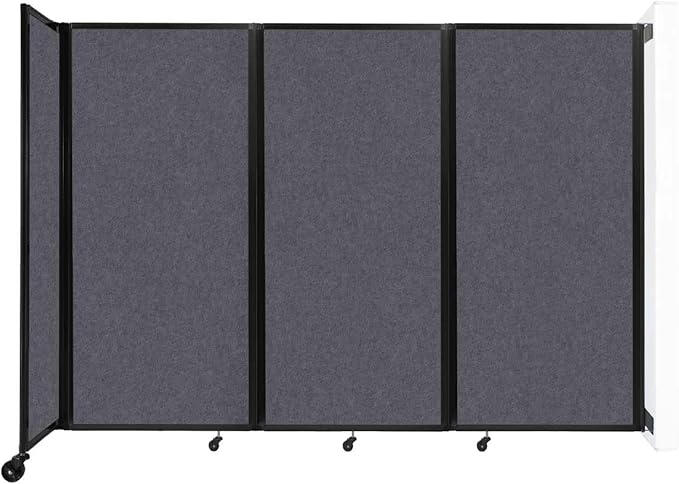 Versare Room Divider 360 Wall-Mounted Folding Partition | Locking Wheels | Temporary Room Separator | 8'6" x 6' Dark Gray SoundSorb Panels