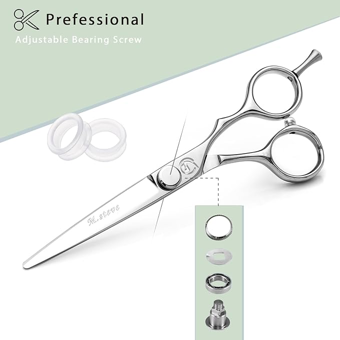 Hair Cutting Shears 6.5 Inch Professional Barber Scissors with Japanese 440C Stainless Steel and Razor-Sharp Convex Blades Hairdressing Hairstyling Haircutting Scissors for Salon and Home Use
