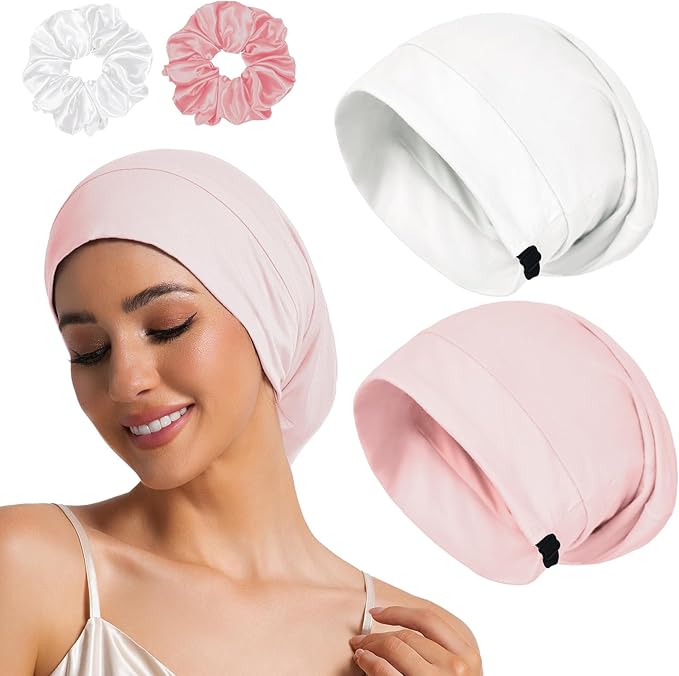 Sleep Cap Bonnet for Sleeping Black Women Men, Adjustable Cooling Lining Bonnets for Curly Hair Wrap Braids Beanie Night Hat