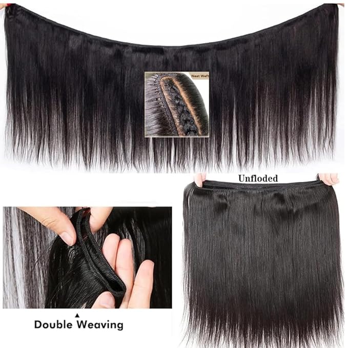 Straight Bundles Human Hair 24 26 28 inch Brazilian Natural Color Unprocessed Straight Hair Bundles Extensions Double Weft Brazilian Virgin Remy Black Hair Bundles