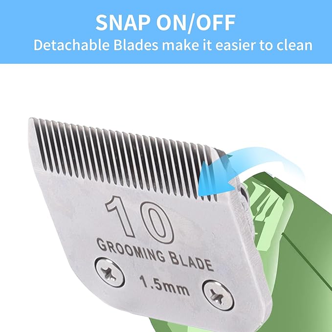 Size 10 Detachable Dog Grooming Blades, Compatible with Andis, Oster A5, Wahl KM10 Series Clippers, Cut Length 1.5mm, Silver (10#1.5mm, 1 Packs)