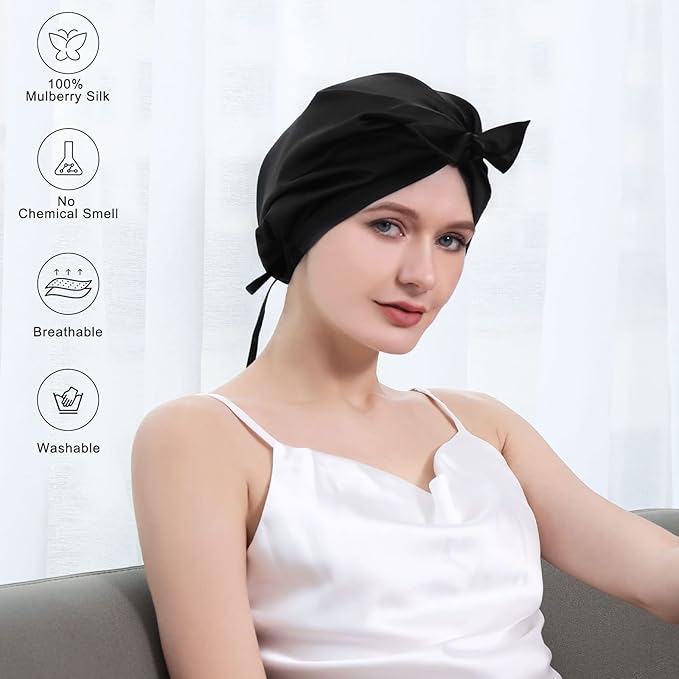 DAISYSILK 100 Pure Mulberry Silk Hair Bonnet for Sleeping Silk Hair Wrap for Women