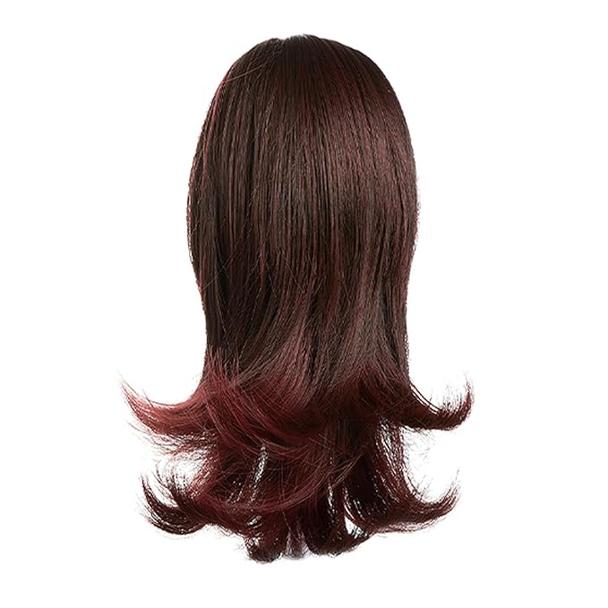 Ponytail Hair Extensions, 12 Inch Claw Clip Ponytail Hair Extensions for Women, Chin Clip Wigs, Soft Synthetic Wigs-Wine Red with Dark