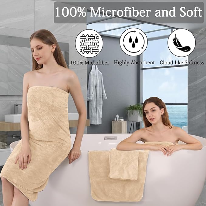 4 Piece Extra Large Bath Towels 35x70 Inches - Luxury 600 GSM Oversized Bath Sheet Towel,Ultra Soft Microfiber - Quick Dry,Highly Absorbent Shower Towels Spa Hotel Bathroom Towel Set (Light Yellow)