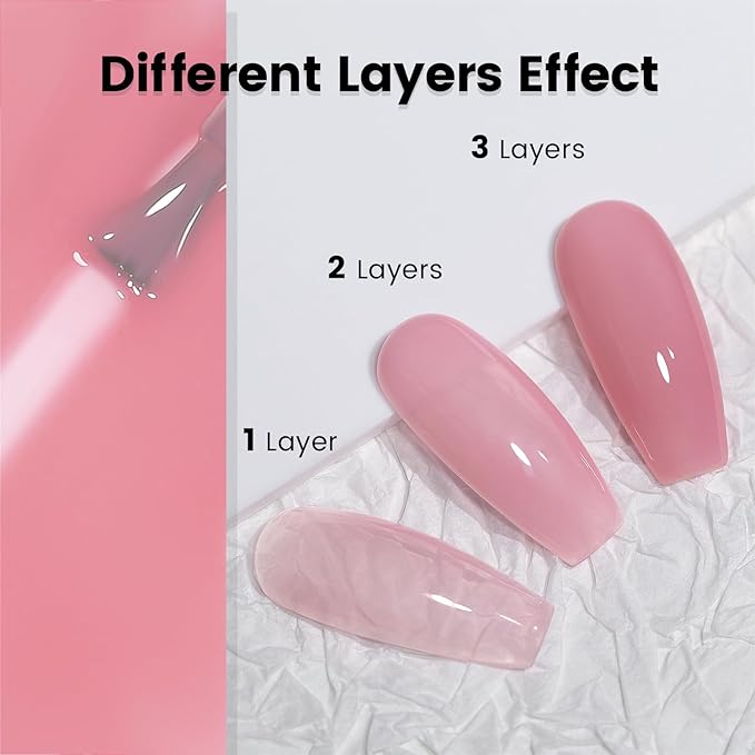 RARJSM Nude Gel Nail Polish Purplish Pink Sheer Neutral Skin Tone Color Ice Jelly Clear Pink Gel Polish Transparent Nail GelPolish Soak off UV LED Cured for Home Salon DIY Manicure 15ml Single Bottle