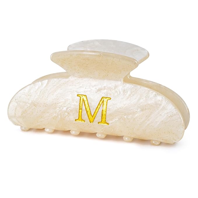 Hair Clips for Women | Monogram Hair Claw Hair Accessory | Personalized Gifts for Women Teen Girl Trendy Stuff | Cute Hair Claws | Gifts for Girls Her Mom Bridesmaid Wife - Gold,M