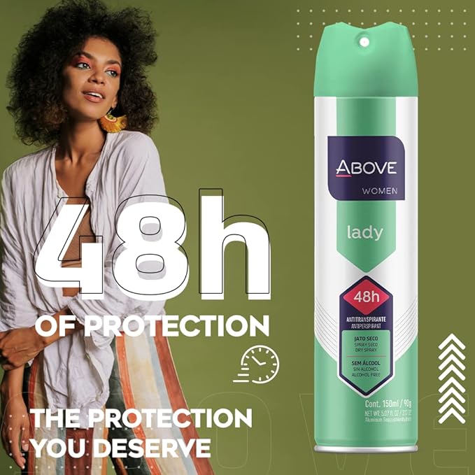 Above 48 Hour Antiperspirant Deodorant Spray for Women - Fresh Scent, Controls Sweat and Body Odor, Leaves No White Marks, Cruelty-Free, Vegan, Dermatologically Tested