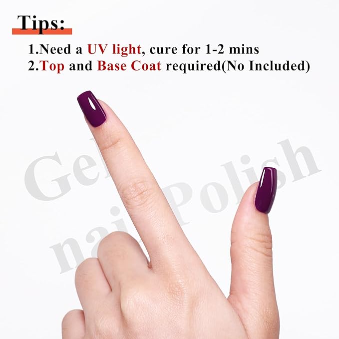 Imtiti 10ml Deep Purple Gel Nail Polish Long Lasting Soak Off UV Led Fall Gel Polish Salon DIY at Home Gift for Women 1Pcs