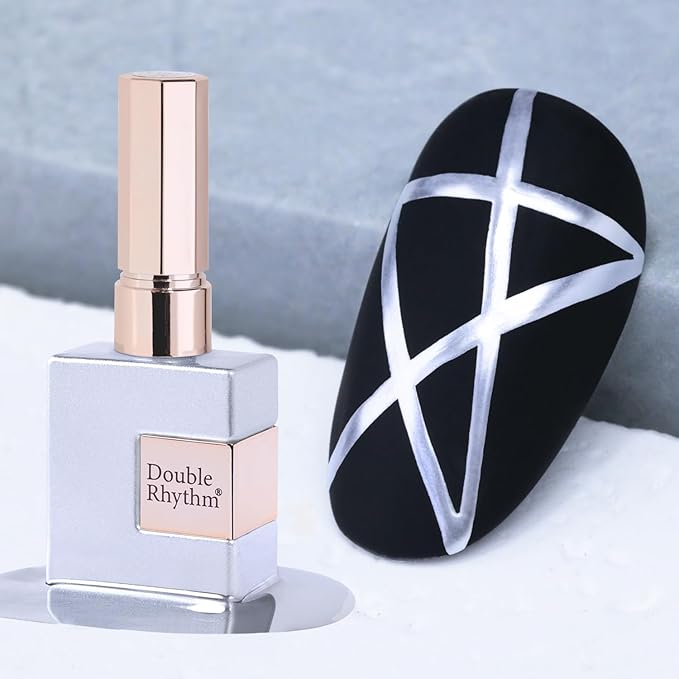 Double Rhythm 15 Ml Metallic Gel Liner Nail Art Gel Bronze Mirror Chrome Painted Drawing Stripper 3D Effect Gel Polish (Chrome Silver-L1009)