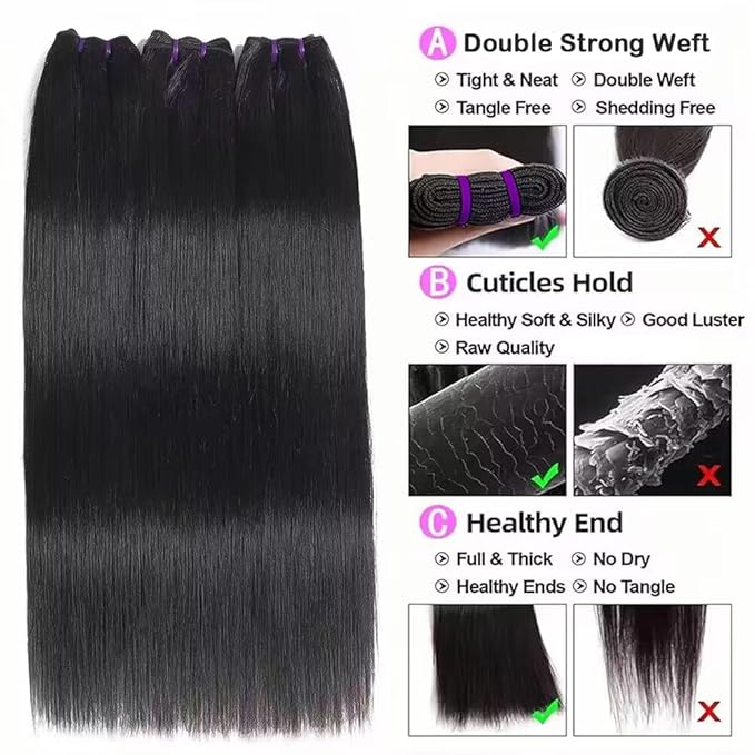 16A Straight Bundles Human Hair 100% Unprocessed Brazilian Virgin Hair Straight 3 Bundles Human Hair Extensions Double Weft