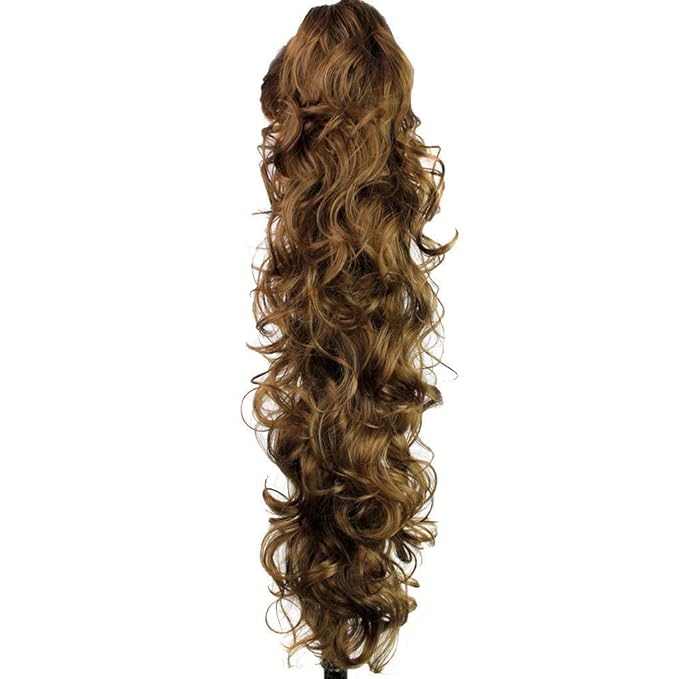 S-ssoy 31"(78cm) Women's Curly Pony Tail Hair Piece Synthetic Claw Clip Ponytail Wavy Long Curled in Hair Extension Extensions Long/Voluminous Wig Hairpieces for Women Girls Lady,12#