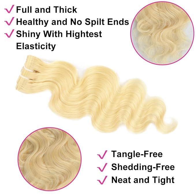 22 Inch Blonde Clip in Extensions 8Pcs 110g Clip in Hair Extensions Real Human Hair Body Wave 613 Blonde Clip ins Brazilian Remy Human Hair Extensions for Women Double Weft