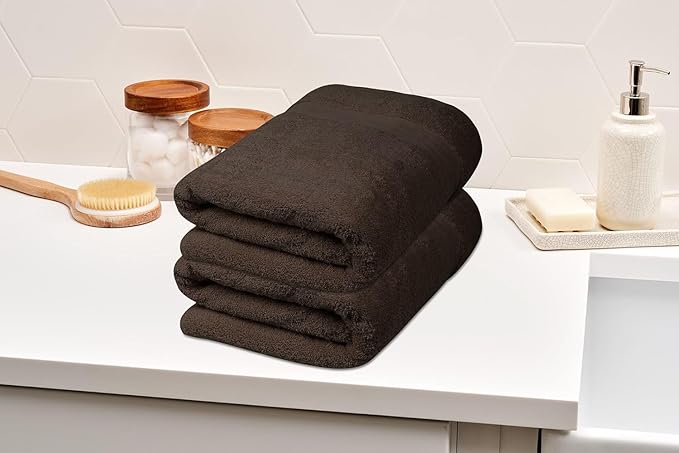 Softolle 100% Cotton Luxury Bath Sheets - Pack of 2 (35" x 70") | Super Soft, Quick-Dry & Highly Absorbent Towels for Bathroom, Home, Spa & Gym (Dark Brown)