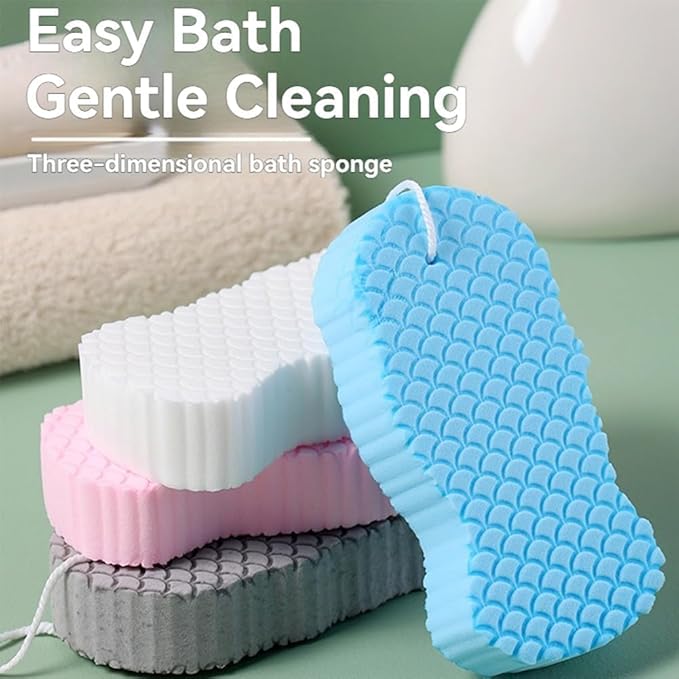 4Pcs, 3D Magic Exfoliating Bath Sponge,Magic Exfoliating Sponges for Body,Skin Friendly and Reusable for Adults Children and Pregnant Women Alternative to exfoliating Gloves
