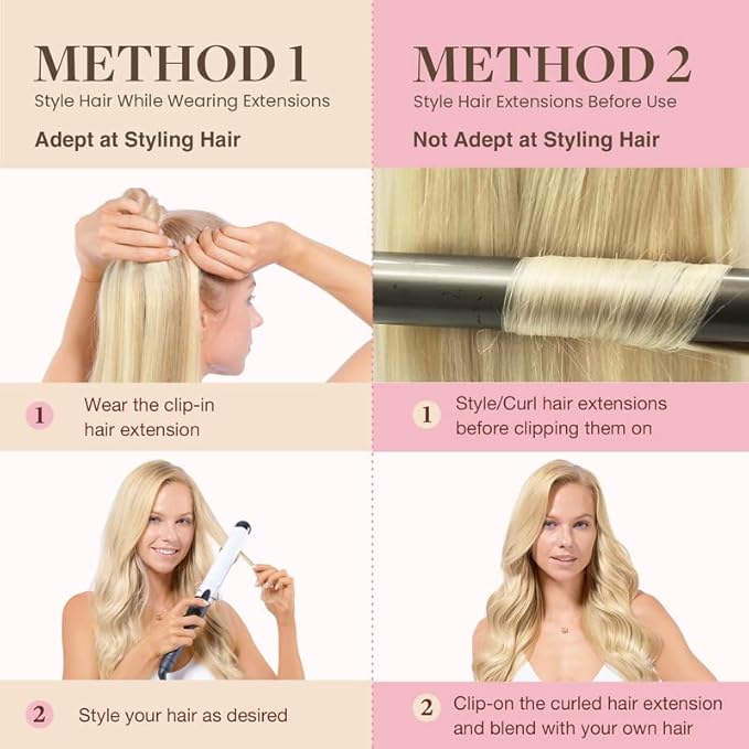 GOO GOO Clip in Hair Extensions Real Human Hair, Remy Human Hair Extensions Clip ins for Women, Natural Human Hair, 20inch 110g 7Pcs, 613R Bleach Blonde