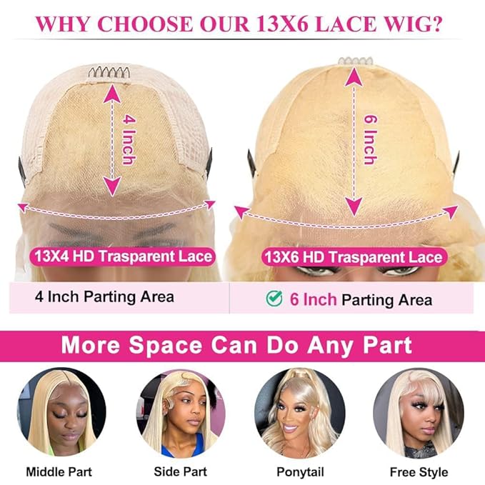 613 Lace Front Wig Human Hair 250% Density 13x6 Blonde Lace Front Wigs Pre Plucked 24 Inch 613 HD Lace Frontal Wig 13x6 Blonde Wigs Human Hair for Black Women